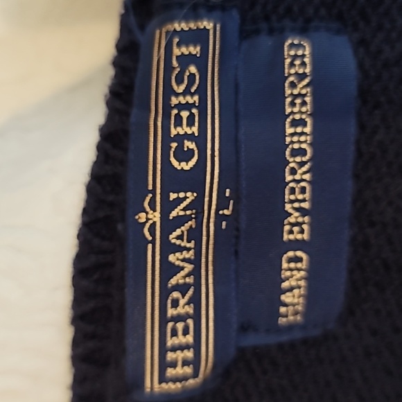 HERMAN GEIST hand embroidered coastal granny cardigan sweater size large blue - Picture 10 of 16